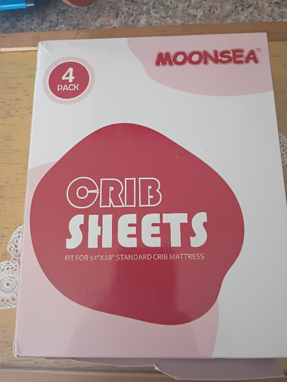 Moonsea Crib Sheets, 4 Pack, Pink, 52"X28", Standard, NIB